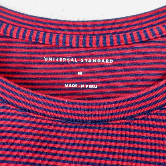Universal Standard Red and Blue Striped Short Sleeve Modal Tee T Shirt M 18 20 - Picture 4 of 5